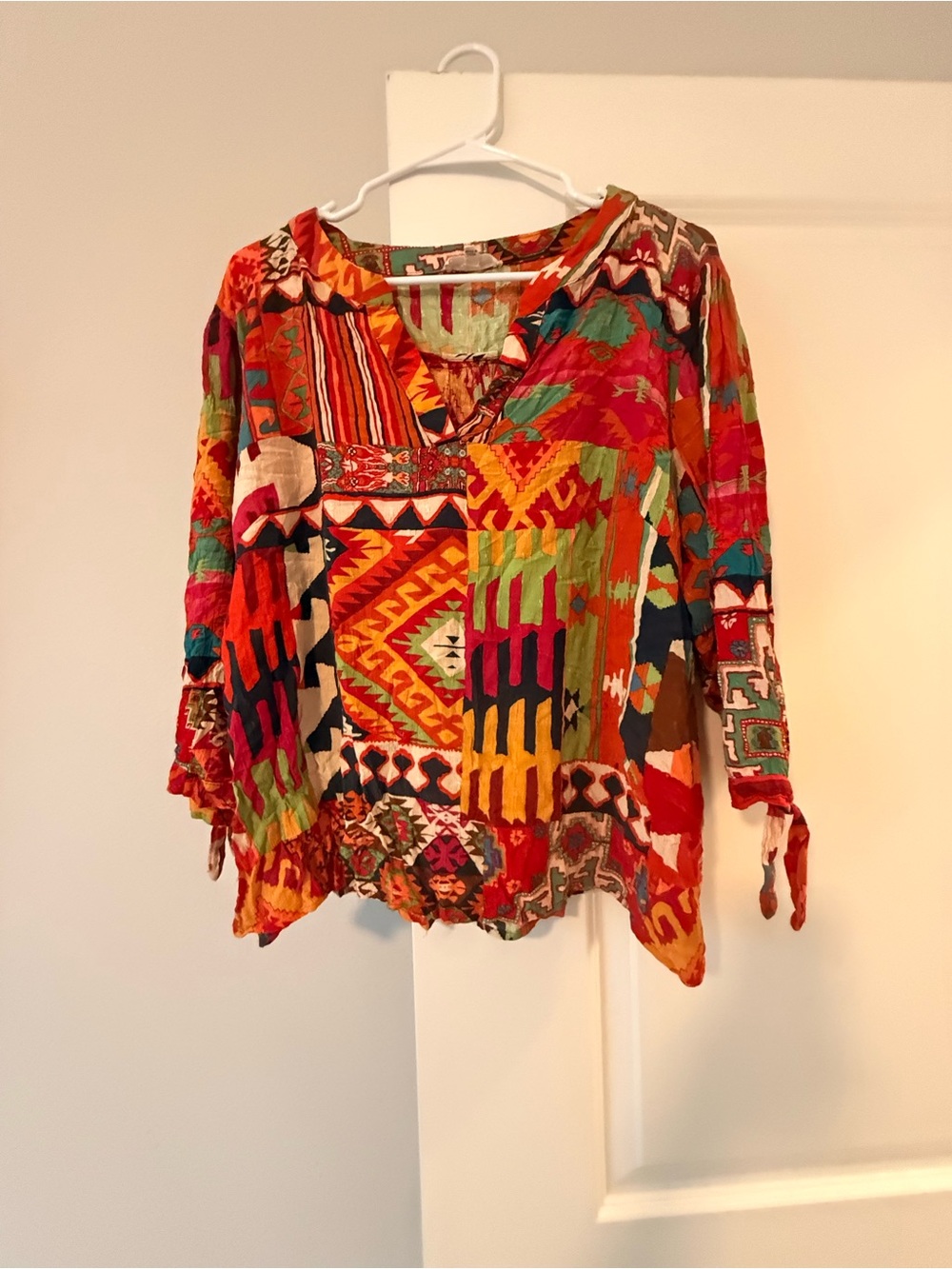 Christian Siriano Multicolor Patchwork V-Neck Tunic